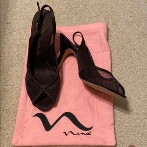Brown open toe fancy Nina heels